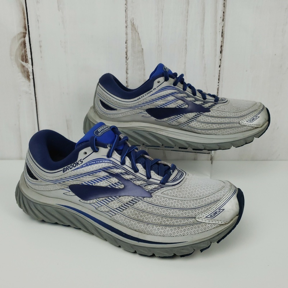 BROOKS Glycerin 15 / Men’s Size 8 - Grey Blue Running Shoes Lace Up 1102581D046